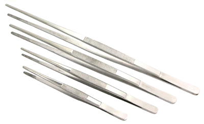 Blunt End Tweezers, Heavy Duty, Serrated Tips